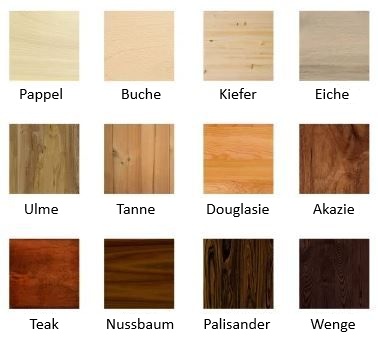 Holzarten und -Farbe